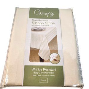 Canopy Ivory 60 in x 84 in  Rectangle Stain & Wrinkle Resistant Tablecloth. NEW
